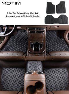 اشتري 5 Pcs Carpet Floor Mat Set Waterproof Universal Fit Car Floor Mats Protection with Rubber Lining Suitable for Most Vehicles Black في الامارات