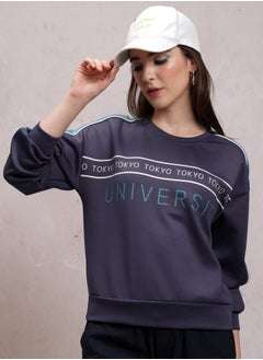 Buy Text Print Round Neck Sweatshirt in Saudi Arabia