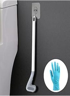 اشتري Long Handled Golf Toilet Brush,Silicone Toilet Brush, Bathroom Toilet Brush with Anti Slip Grip Handle, 360° Bendable Flexible Brush Deep Cleaning, with Hook Silicone Golf Toilet Brush (1 Pack White) في مصر