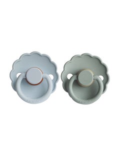 Buy Pack Of 2 Daisy Latex Baby Pacifier 6-18M, Powder Blue/Lily Pad - Size 2 in Saudi Arabia
