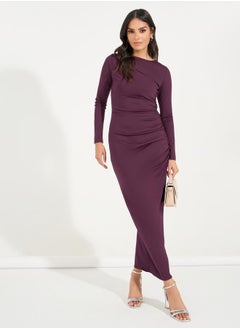 Buy Gathered High Neck Fitted Maxi Dress in Saudi Arabia