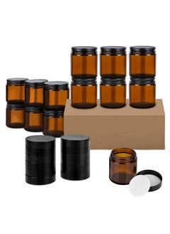 Buy 12Pack 4oz Thick Amber Round Glass Jars with Lids - Empty Candle Making Jars/Food Storage Canning Jars/Cosmetic Containers with Leakproof Lids for Cream Lotion Body Butter Beauty Products in UAE