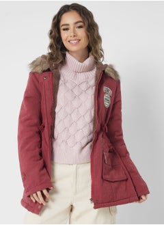 Buy Quilted Jacket With Fur Hood in UAE