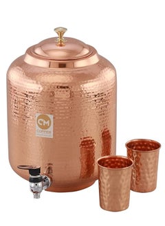 Buy AWALOR 5 Litre Pure Copper Hammered Water Dispenser (Matka) Container Pot with 2 Pure Copper Glasses Pure Copper and Ayurvedic Health Benefits (5000 ml + 600 ml) in UAE