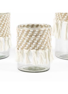 اشتري Blaze Candle Holder, Natural & White- 12.7X10.16Cm في الامارات