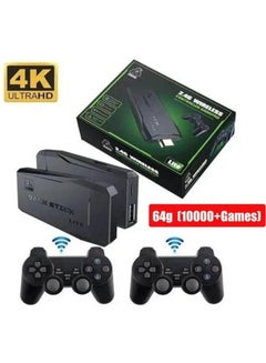 Buy 4K HD video game console, dual 2.4G wireless controllers, plug-and-play video game stick, built-in 10,000 games, retro handheld game console in Saudi Arabia