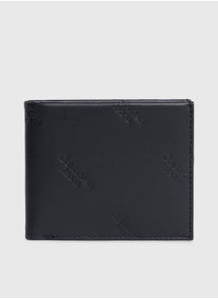 Buy Men's Logo Print Bifold Wallet - Leather, Black in UAE