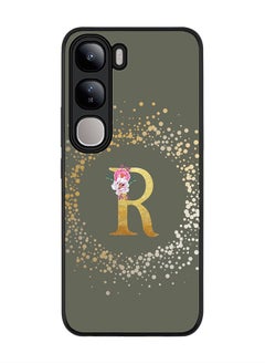 Buy For vivo V40 Lite Case,Slim fit Camera Protection, Shockproof Thin Phone cover - Custom Monogram Floral - R (Olive Green ) in UAE