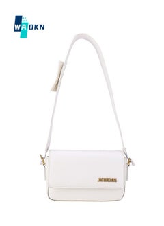 Buy Women's Fashion Shoulder Bag, Ladies Solid Color Small Square Bag Crossbody Bag Sling Bag Side Bag, Portable PU Leather Handbag Gift Bag (White) in Saudi Arabia