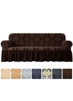 اشتري Three Seater Stretchable Sofa Cover Brown 185-235cm في الامارات