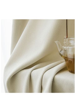 Buy Curtains Herringbone Thickened Blackout Curtains Cream 2*2.7m 2 pack in UAE