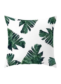 اشتري Decorative Leaf Print Pillow Plant Flowers Pillow Sofa Cushion White/Green 45x45cm في السعودية