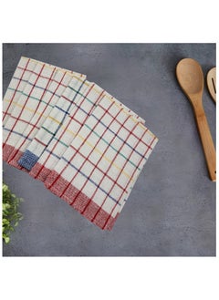 Buy Orchard Blue & Red Multi Checks (50 x 70 Cm) Tea Towel-Set of 3 in UAE