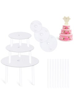 اشتري Multi Layer Cake Supports Set with 9 Pieces Cake Dowels Rods for Tiered Cake, 3 Tier Cake Separator Plates Cake Stand Holder for Wedding Cake Construction and Stacking في السعودية