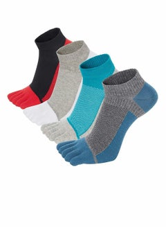 اشتري Men's Toe Socks Crew Cotton Five Fingers Socks Low Cut Running Athletic Socks 4 Pairs Size 7-11 في الامارات