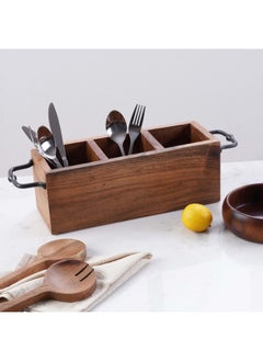 Buy Rabaha Acacia Caddy With 2-Piece Serving Spoon - Natural in UAE