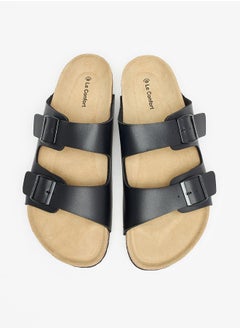 Buy Men Buckle Detail Slip-On Sandals in UAE