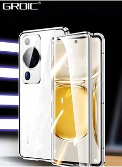 Buy Magnetic Case for Huawei P60 /P60 Pro6.67 inches, Double Sided HD Tempered Glass Fingerprint Unlock Super Magnetic Adsorption Metal Bumper Frame 360° Full Protective Phone Cover in UAE