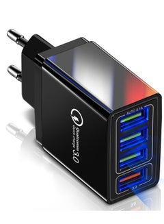 Buy QC 3.0 Multifunctional Universal Mobile Phone Fast Charging Head 4-Ports USB Wall Charger in Saudi Arabia