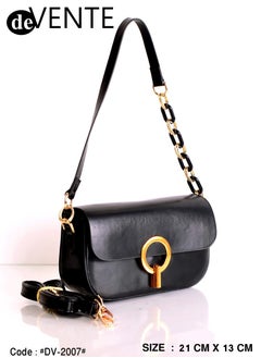 Buy Leather Shoulder with adjustable black handle with distinctive legs of simple golden color in Egypt