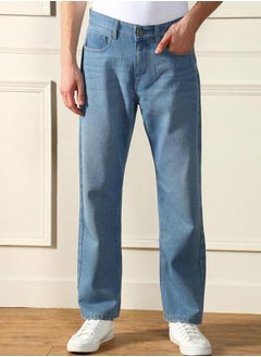 Buy Mid Rise Relaxed Fit Clean Look Jeans in Saudi Arabia