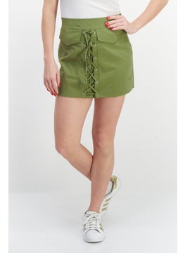 اشتري Women Tie Mini Skirt, Olive Green في السعودية