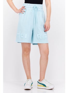 اشتري Women Embroidered Logo Basic Short, Turquoise في الامارات