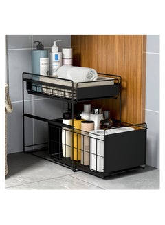 Buy Pull Out Under Sink Organizers and Storage Sliding Drawer Cabinet Organization for Bathroom Kitchen(Size:2 Layers Small,Color:Black) in Saudi Arabia