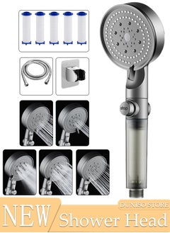 اشتري Filtered Shower Head with Handheld, High Pressure Water Flow and Multiple Spray Modes Shower Head with Filter, Power Wash for Hard Water, Showerhead with ON/OFF Switch for Pets Bath في السعودية