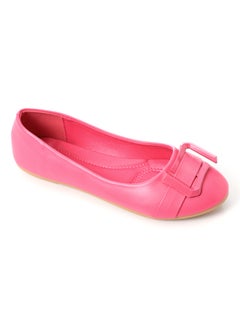 Buy Decorative Buckle Slip On Plain Leather Flats - FUCHSIA in Egypt