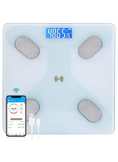 Buy SKY TOUCH Sky-Touch Multifunctional Smart Body Fat Scale, Electronic Led Digital Weight Bathroom Scale With Smartphone App, Support 17 Languages And Indoor Temperature Measurement in UAE