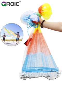 Buy Casting Net with Fish Cage, Fishing Cast net with Ring, 5.9 ft Radius Tools Cast Nets for Fishing, High Strength Nylon Mesh Casting Throw Nets with Steel Sinker and Synthetic Resin Frisbee in UAE