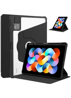 اشتري Case Suitable for Xiaomi Redmi Pad Se 11 Inch 2023 Release, Acrylic Can Rotate 360 ° Full Package Bracket Transparent Shell (Black) في السعودية