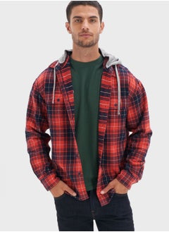 اشتري Checked Hooded Regular Fit Shirt في الامارات