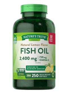 Buy NATURAL LEMON FLAVOR FISH OIL 2,400 MG 720 MG OMEGA-3, 250 Quick Release Softgels in Saudi Arabia