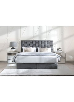 Buy Diana King Bed Velvet Grey 180x200 cm in UAE