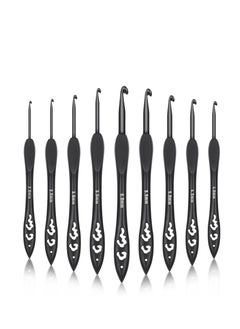 Buy 9 Sizes Crochet Hooks, Black Crochet Needles, Ergonomic Soft Grip Aluminum Crochet Hook Set, Lightweight Knitting & Crochet Supplies, for Arthritic Hands Beginners Kids Adults 2.0mm(B)-6.0mm(J) in UAE