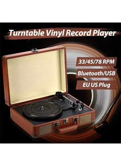 اشتري Vinyl Record Player 3 Speed Turntable Bluetooth Portable Suitcase Player for Vinyl with Built in Stereo Speakers Vintage Phonograph في السعودية