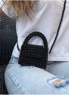 Buy Handmade bag - handbag - fluffy pearls Black in Egypt