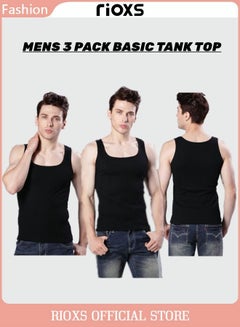 Buy Men's 3-Pack Basic Workout Tank Top Set Athletic Muscle Vest Bodybuilding Quick Dry Sleeveless T-Shirt in UAE