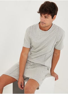 اشتري Pintuck Detail Knit T-shirt and Shorts Sleep Set في السعودية