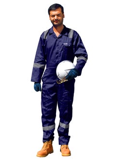 Buy Chief Safety Coverall with Reflective Tapes Navy Blue, 195gsm in UAE