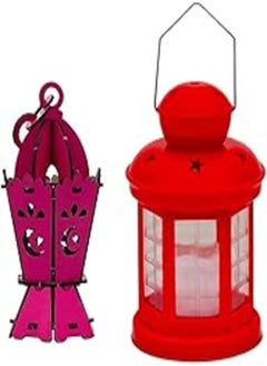 اشتري FUNONY Ramadan Offers - Ramadan Lantern Plastic 24 Cents - Ramadan Songs and Anoar + Ramadan Lantern Wood 18 Cents Light Up When Moving and Shaking - Ramadan Lantern for Kids and Adults (Model 1) في مصر