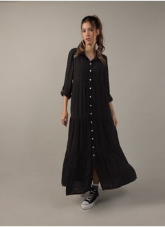 اشتري AE Long-Sleeve Midi Shirt Dress في مصر