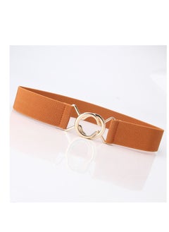 Buy Single Loop Japanese Simple Elastic Women's Dress Slim Fit Round Loop Buckle Belt  71cm Brown in UAE