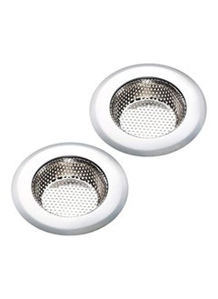 Buy 2-Piece Kitchen Sink Steel Strainer Silver 4.5x1x4.5inch in UAE