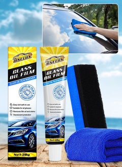 Buy Car Glass Oil Film Stain Removal Cleaner 100% for Glass Clear Oil Film Remover for Glass Window Oil Film Remover with Towel and Sponge in UAE
