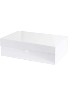 اشتري White Hard Gift Box With Magnetic Closure Lid 14" X 9" X 4" Rectangle Favor Boxes With White Glossy Finish (1 Box) في الامارات