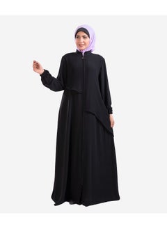 Buy Chiffon zipper abaya black crepe material in Egypt