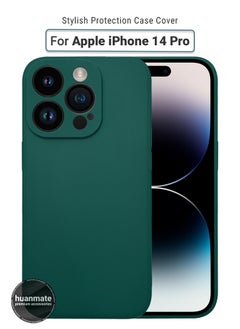 Buy Apple iPhone 14 Pro Silicone Cover Green - Premium 2.0mm TPU Silicon, Enhanced Camera Protection with Lens Shield, Shockproof & Water-Proof Cover for Apple iPhone 14 Pro in Saudi Arabia